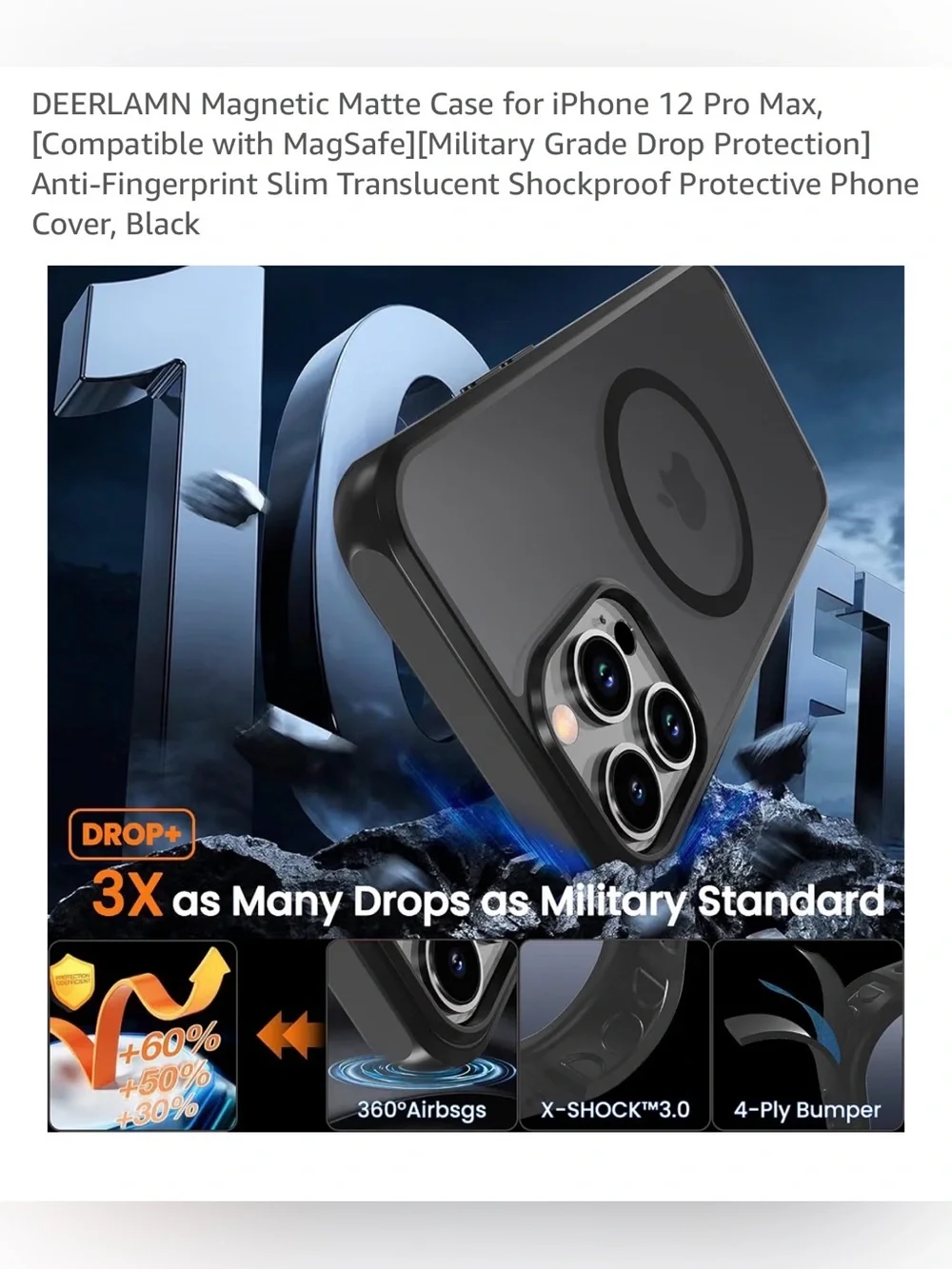 Magnetic Matte over Black Case for iPhone 12 Pro Max - MagSafe Ready